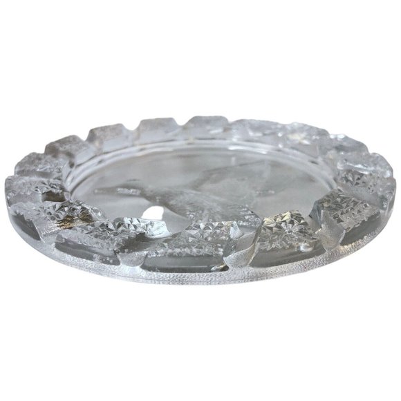 Imperial Clear Glass Ashtray Flying Mallard Duck Round Etched 7.5 Inch Vintage - Picture 6 of 6